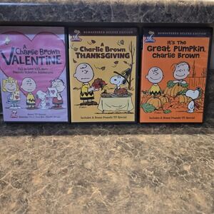 Charlie Brown Holiday DVD Lot‎ (3) Valentine Thanksgiving Pumpkin Remastered...